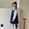 Весенне-осеннее детское платье в консервативном стиле, топ на бретелях, плиссированные платья + рубашка с длинными рукавами и вышивкой этикеток, официальная одежда для девочек, униформа