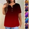 Fashion Short Sleeve Shirt Round Neck Plus Size T-Shirt Gradient Printed Casual Tops For Women