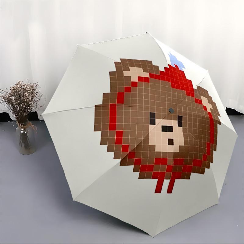 1 шт. Автоматический складной зонт Pixel Bear, Компактный дорожный зонт для, Подарок на день рождения/Рождество 5007