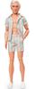 Barbie Movie Ken Doll Pastel Pink and Green Striped Beach Matching Set with Surfboard and White Sneakers