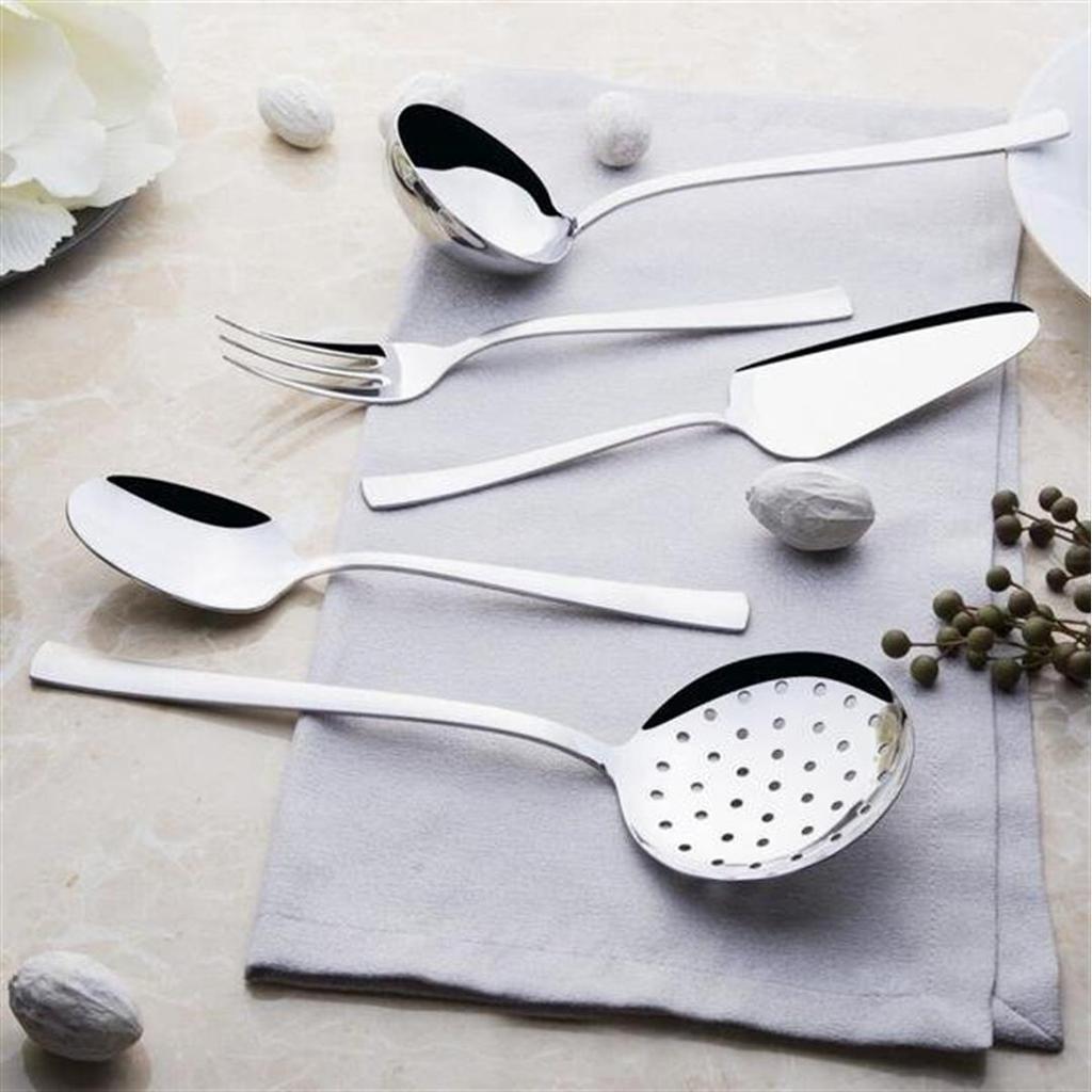 Nehir Deniz 5 Piece Steel Serving Set Gray