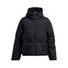Solid Color Hooded Zipper Long Sleeve Down Jacket Women Outerwear Black 1384645-001