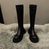 Модные новинки 2024 года, зимние женские сапоги длиной до колена, с застежкой-молнией сзади, на квадратном каблуке, с круглым носком, на платформе, для женщин Botines De Mujer
