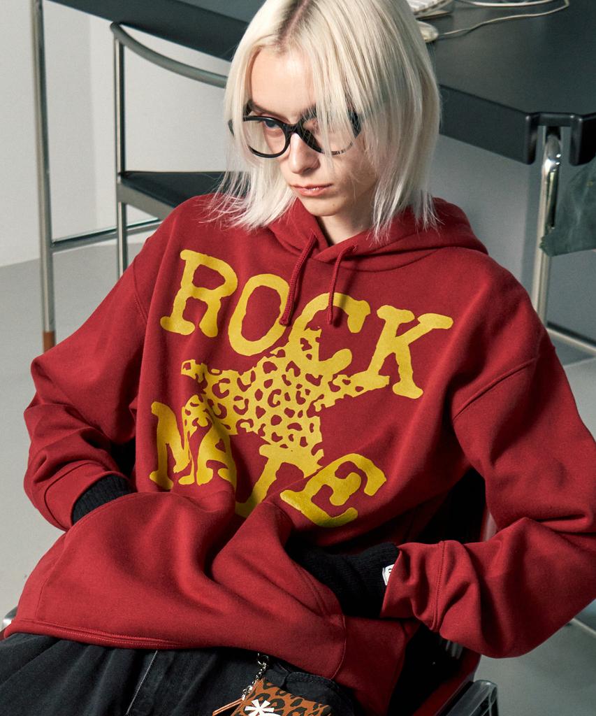 Худи оверсайз с логотипом Rock Made, бордовый