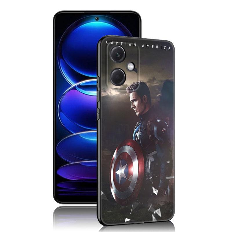 Капитан Америка черный силиконовый чехол для телефона Xiaomi Redmi Note 10 11 11S 12 13 4G 8 9 11T Pro 5G Plus 8T 9S 10S 12S