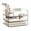 Office Supply Storage Rack Clear Acrylic File Organizer Tray, 1/2/3/4/5 Tier Paper Ducument Document Holder Box, Stackable Supplies Desk Tray