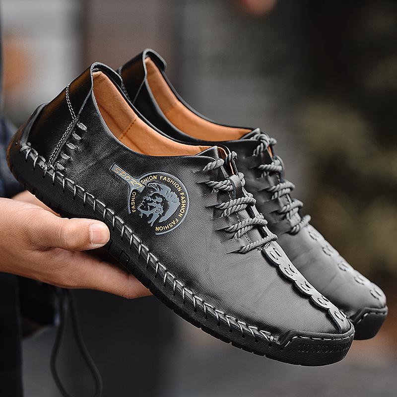 Men Leather Shoes Sneaker 2023 New Leather Handmade Shoes Men Casual Shoes