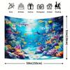 One vivid underwater world fabric - 2D printed on a flat surface, featuring colorful coral reefs and marine life scenes