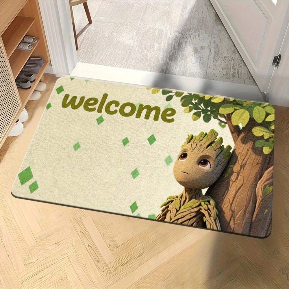 1pc Polyester Door Mats Groot 2D Flat Welcome Floor Mat, 10Mm Thick, 550G/M2 Rectangular, Easy to Clean And Anti-Slip Bathroom