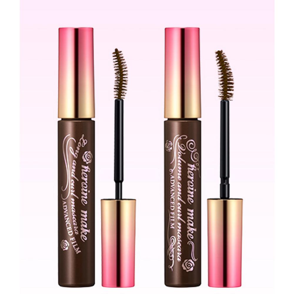 Kiss Me Тушь для ресниц Heroine Make Volume & Curl Advanced Film Mascara 6 г, оттенок 02 Коричневый, 2 шт.