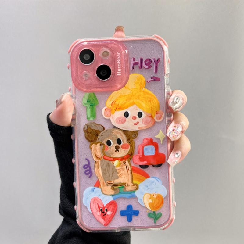 Прозрачный чехол с конфетами и сладким граффити для собаки и медведя для Iphone 13 12 11 14 Pro Max, блестящий защитный чехол в виде ракушки