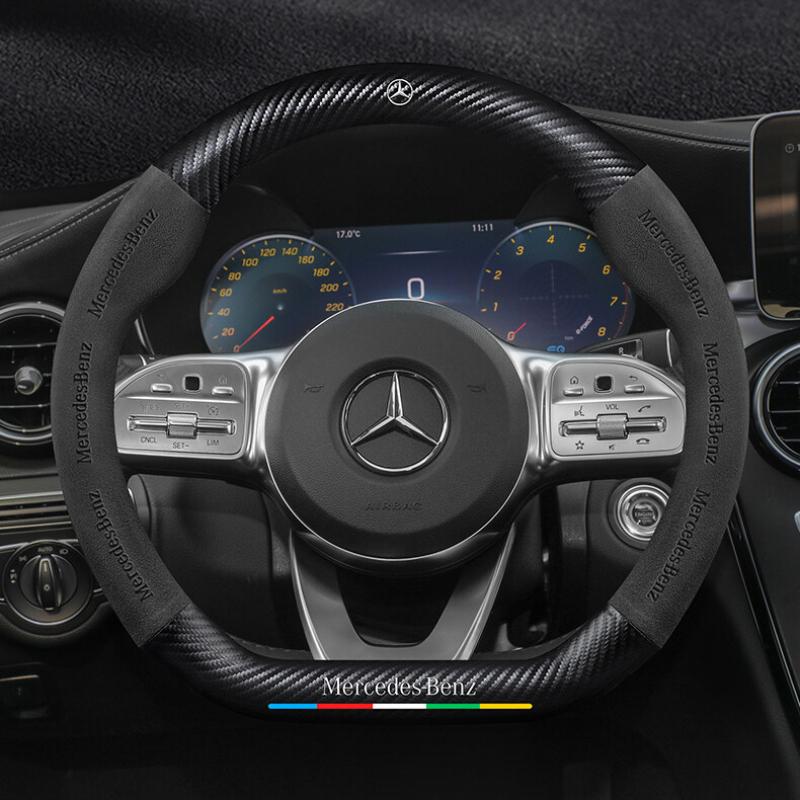 Для рулевого колеса Mercedes AMG CLA GLC GLK A B C E S Class W212 W213 W204 W203 W123 W124 Замша Углеродное волокно Интерьер автомобиля