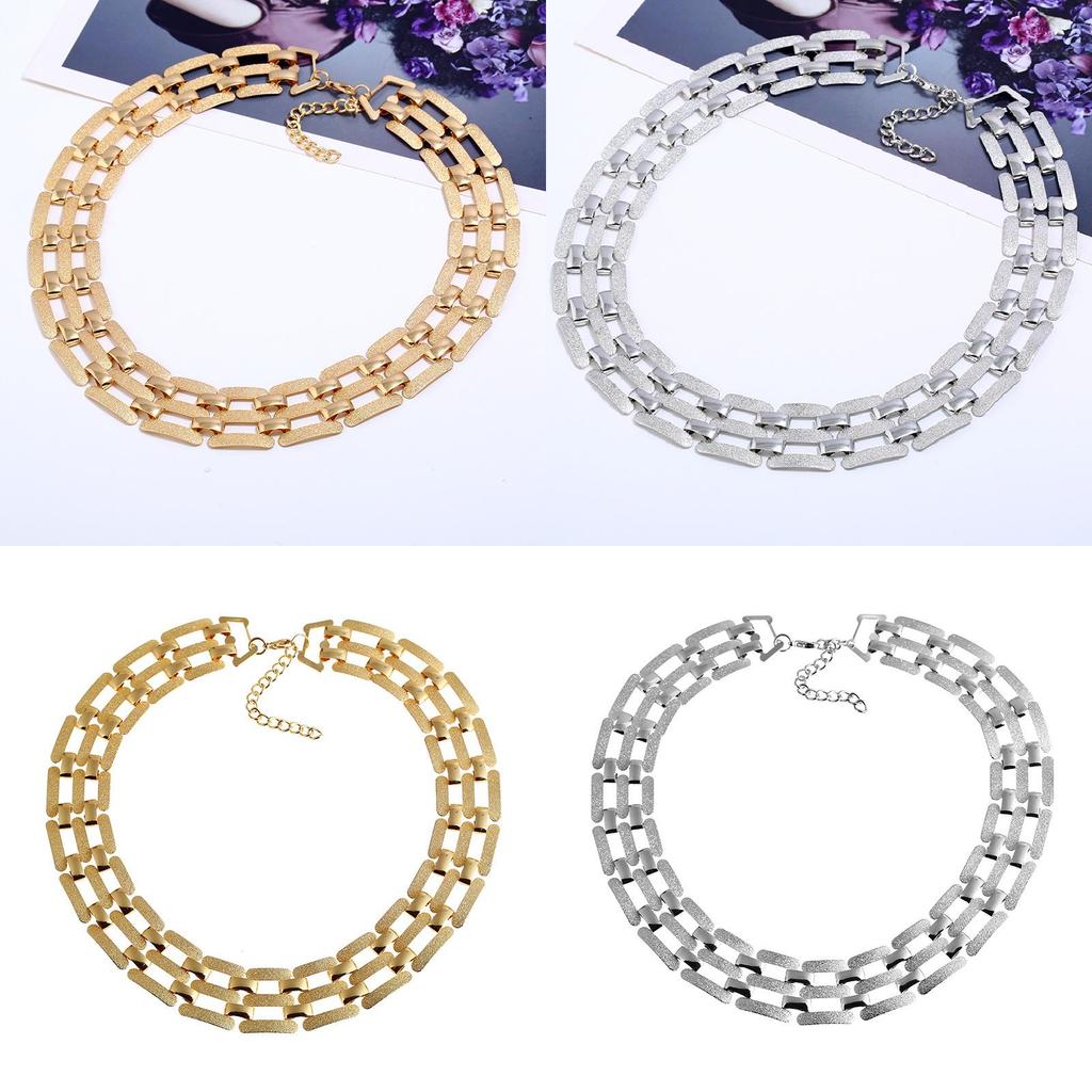 Fashion Geometric Metal Choker Necklace With Matte Finish For Men Women And