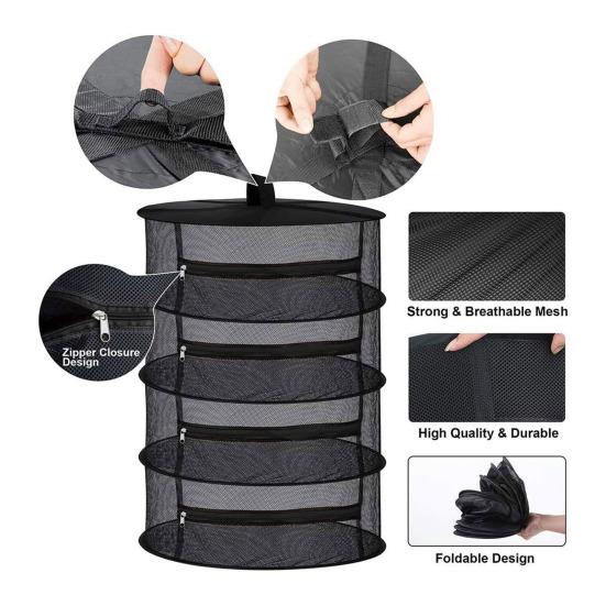 Сушильная стойка для трав, 4-х уровневая сушильная клетка с S-образным крючком, складная сетка для подвешивания