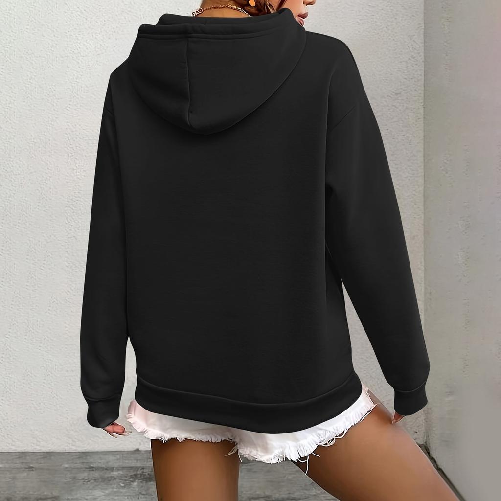 Women's Fashion Casual Sweatshirt Solid Color Hooded Pullover Sweatshirt With Pocket
