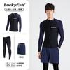 Mens UPF 50 Long Sleeve Rash Guard With Matching Board Shorts Set Surfing Diving Snorkeling Water Sports