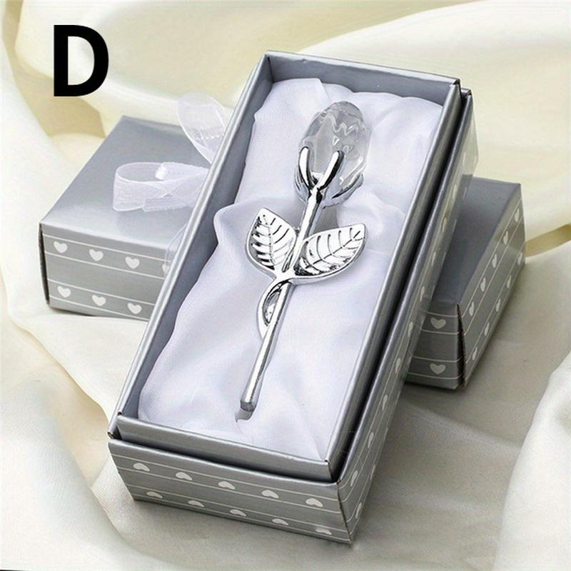 Crystal Glass Rose Flower Figurines Craft Valentine's Day Favors X'mas Lovers' Gift Souvenir Home Wedding Decoration Orn