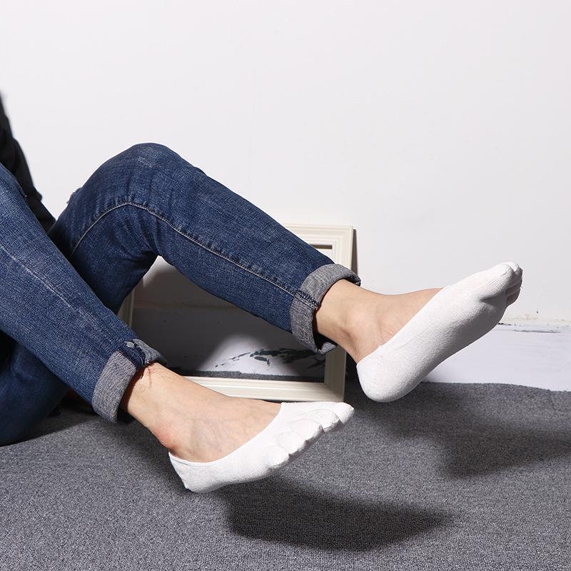 Летние хлопковые носки с пятью пальцами для мужчин, нескользящие силиконовые невидимые носки-лодочки, деловые носки с пятью пальцами, дышащие короткие носки