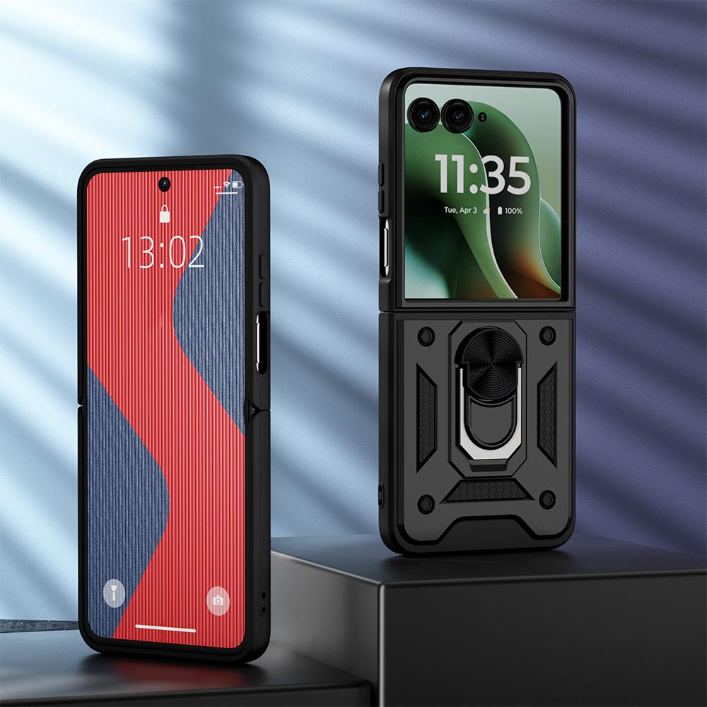 KEYSION Противоударный бронированный чехол для Motorola Razr 60 Ultra 5G Металлическая подставка-кольцо Задняя крышка телефона для MOTO Razr Ultra 2025 Razr+2025