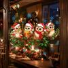 Window Glass Art 1/2 Sheets Christmas Cartoon Owl Cling, Standing on Branch Bird Theme Stickers Static Sticker, Removable Waterproof Decal,