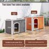 Solid Wood Dog House Villa: Rainproof Outdoor Kennel for Small to Medium Dogs, All-Season Dog Den
