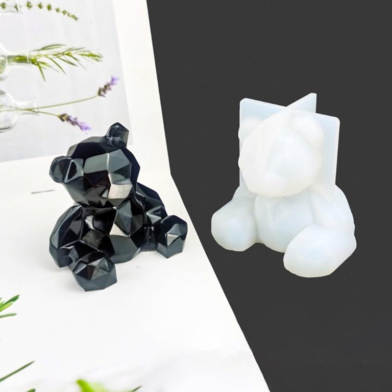 Рукоделие Мыло Гипс Свеча Смола Форма для литья 3D Ручная работа Геометрическая форма медведя Сделай сам Автомобильная ароматерапия Силиконовая форма