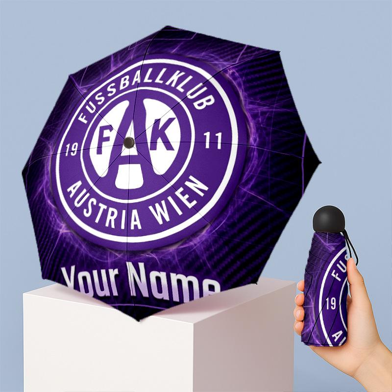 Austria Wien FC Manual Five Fold 8 Rib Umbrella Support Custom Text, Lightweight Travel Umbrella