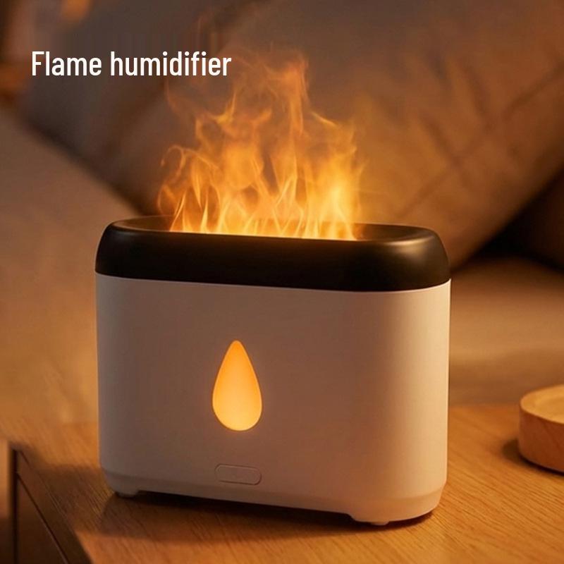 Silent Aromatherapy Flame Humidifier with Atmosphere Lamp for Bedroom