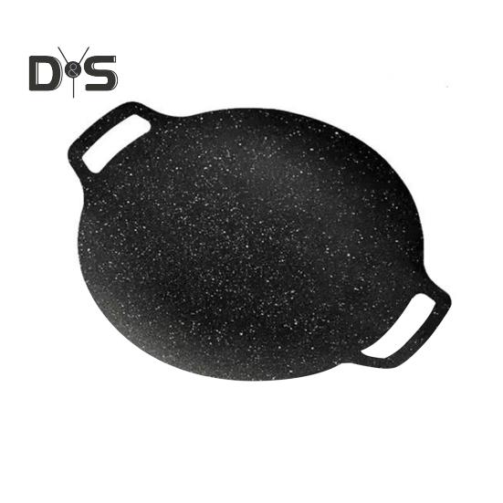 Korean Style BBQ Grill Pan for Stove Top Non-stick Round Frying Pan with Handles Pancake Griddle Pan for Indoor Cooking