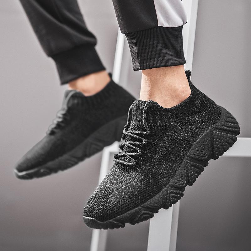 Мужские кроссовки из сетки Flyknit больших размеров - Модные повседневные кроссовки в корейском стиле