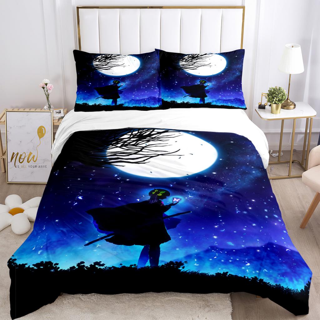 Комплект постельного белья с принтом «Аниме-убийца демонов» 2/3 предмета Nezuko, двуспальный, односпальный, размера «king-size», пододеяльник, комплект для детей и взрослых, подарок