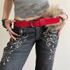 Western Style Y2K Waistband Rivet Plush Belt Simple Leather Fur Belt  Daily