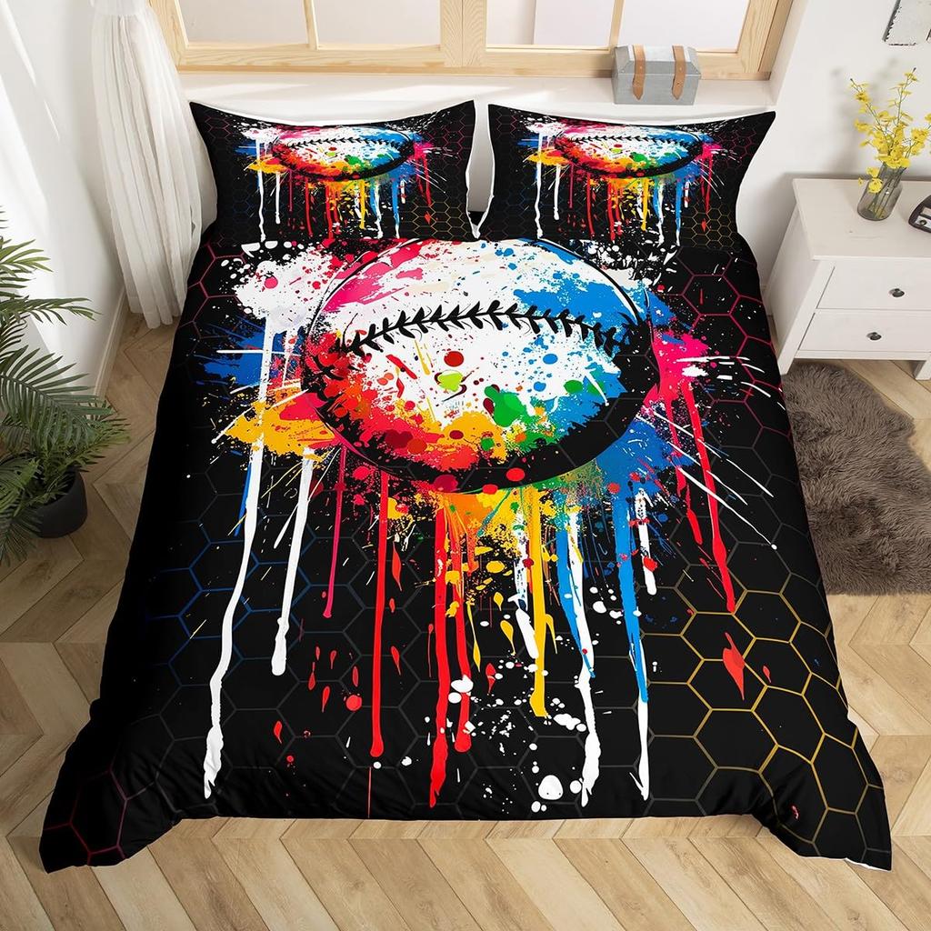 Пододеяльник для хоккейного стадиона, Постельный комплект для хоккея с шайбой, Чехол для одеяла с граффити хоккеиста, Зимнее мероприятие по командным видам спорта, Чехол для одеяла