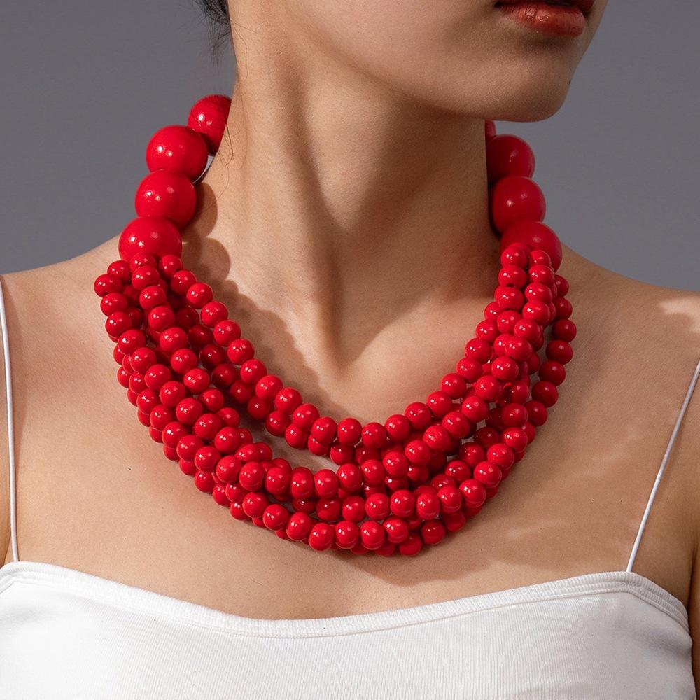 Модное универсальное ожерелье из деревянных бусин ручной работы в стиле ретро, многослойная персонализированная креативная цепочка на шею