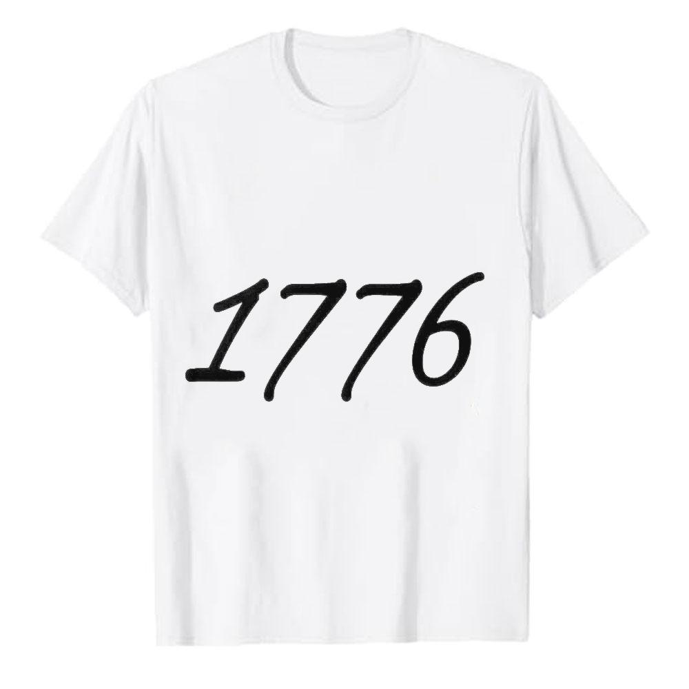 Simple 1776 Patriotic Print Tshirt Usa Independence Fourth Of July Graphic Short Sleeve Casual Weekend Holiday Daily Wear Tee