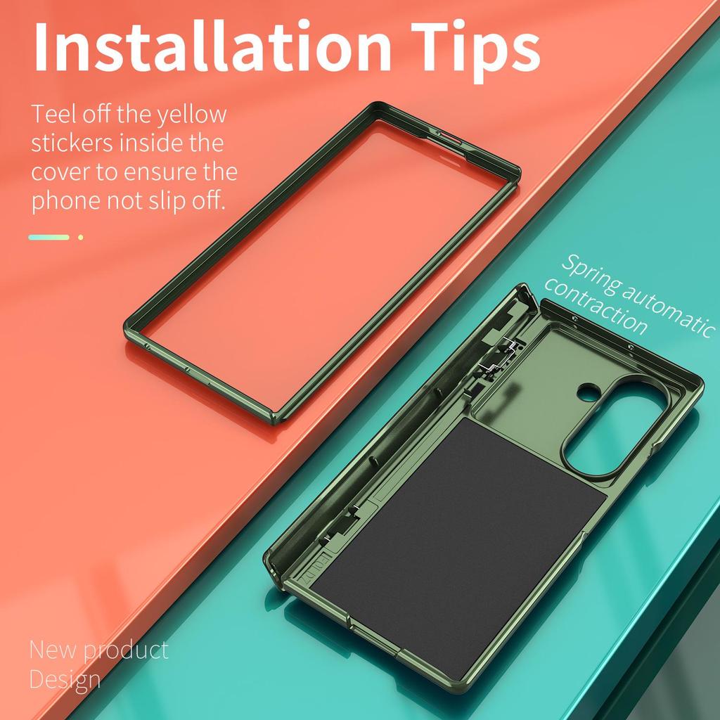 Чехол для телефона Samsung Z Fold - Совместим с Fold7/6/5, Защита объектива и шарнира, Чехол-книжка с держателем-кольцом
