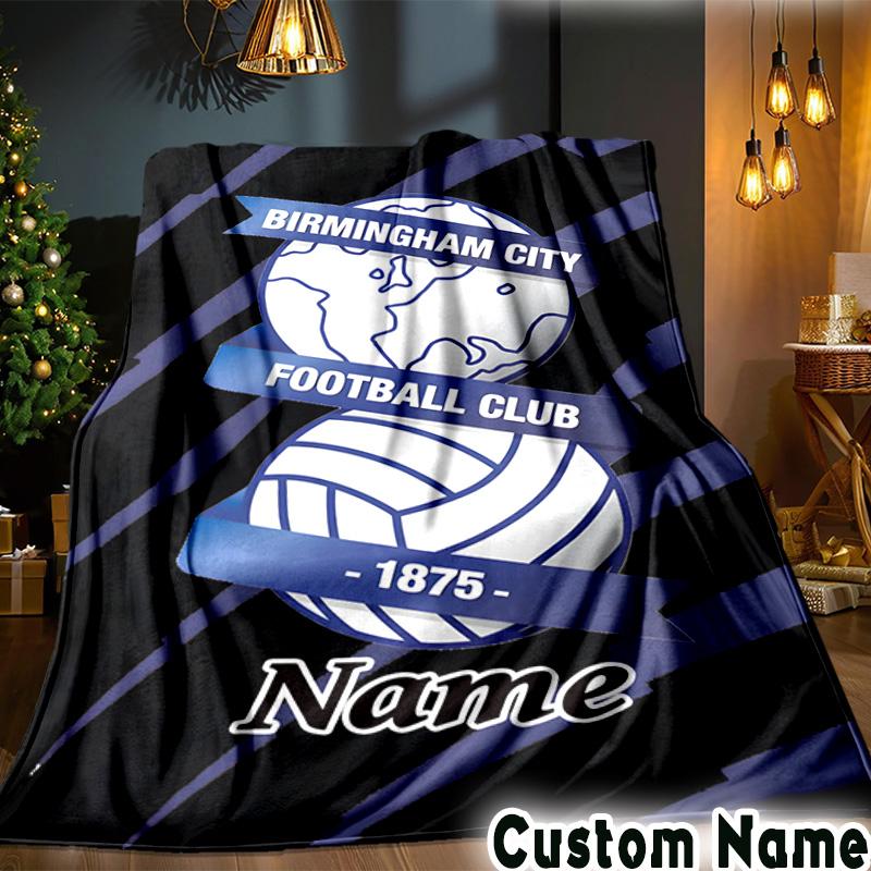 Custom Name Birmingham Football Crest Throws Blanket Flannel Blankets for Couch Bed Gifts for Men Women Picnic blanket Christmas fan gifts