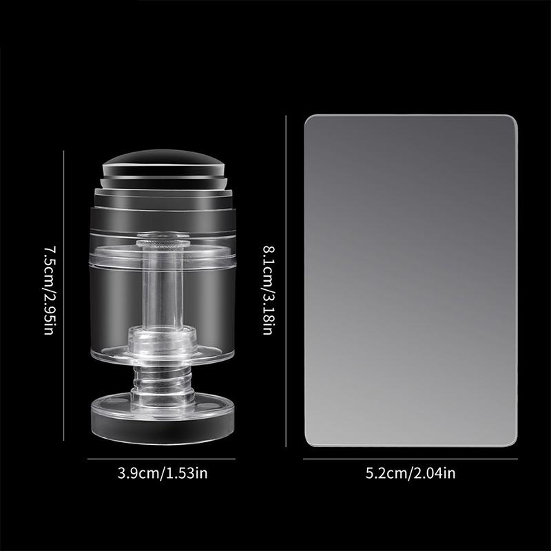 Вращающиеся прозрачные штампы для дизайна ногтей, изменяемый размер узора, силиконовый штамп для печати на кончиках пальцев, французский штамп для ногтей со скребком