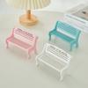2Pcs Background Props Doll Chairs Wooden Mini Stool Garden Ornaments Small Bench  DIY House