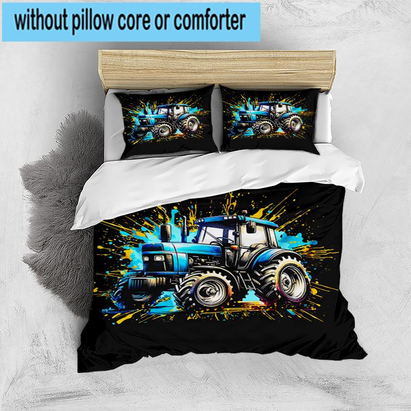 Electric Monster Truck Art 3pcs Bedding,Including 1pc Duvet Cover And 2pcs Pillowcases Perfect for Christmas,Ideal for Bedroom, Dormitory