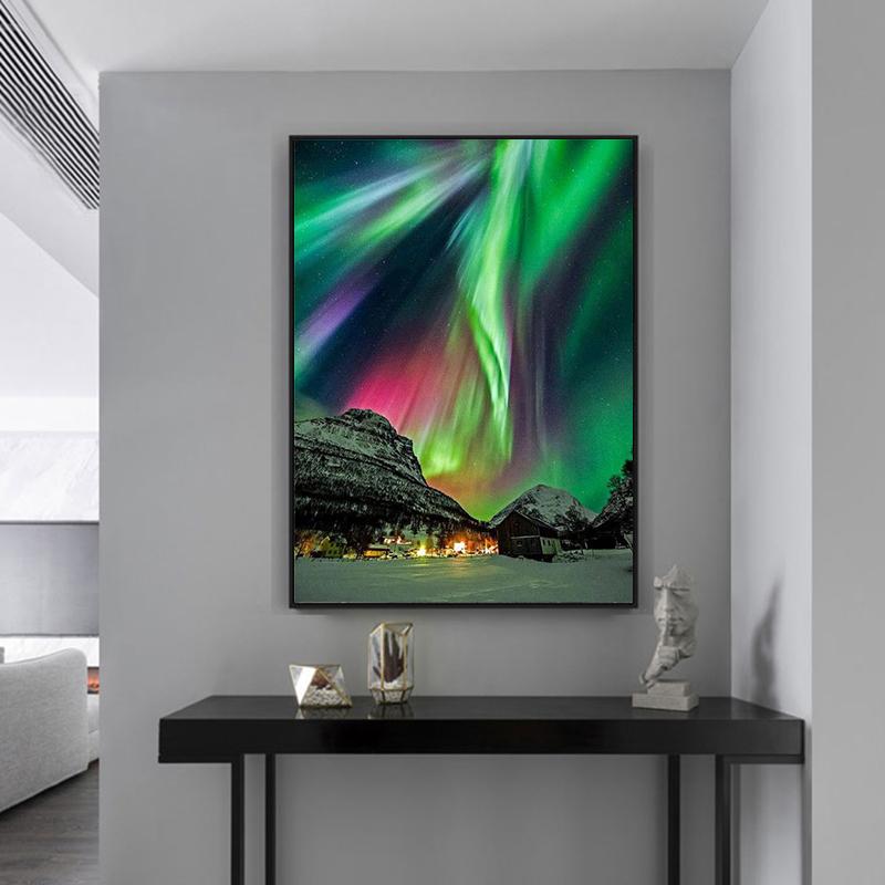 RUOPOTY Frame Picture Diy Painting By Numbers For Adults Green Aurora Landscape Canvas By Numbers For Home Decors Artwork