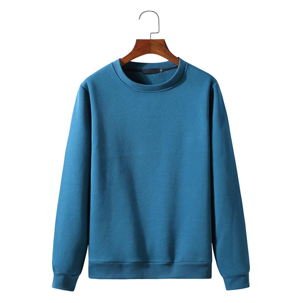 Мужской базовый цветной свитер с круглым вырезом, свободная повседневная молодежная толстовка с капюшоном