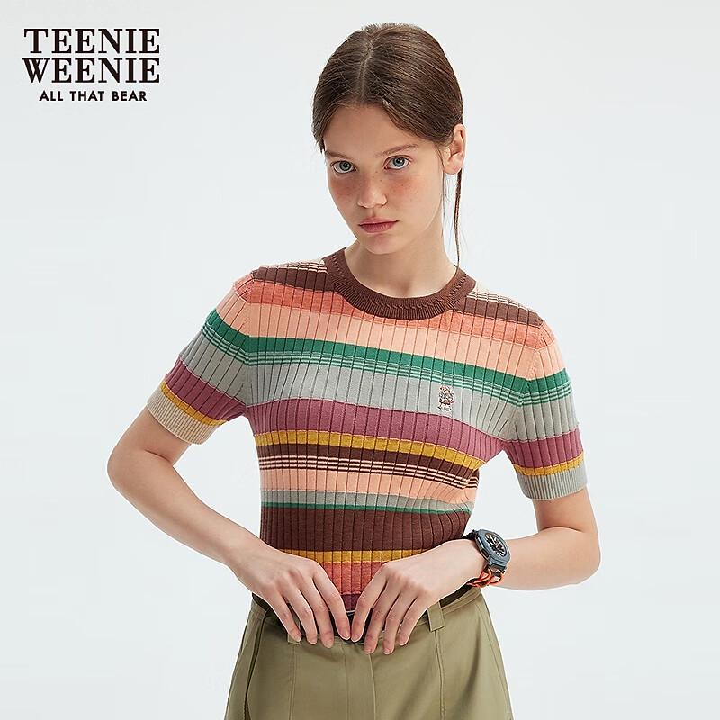 Teenie Weenie Женский полосатый трикотажный свитер с коротким рукавом