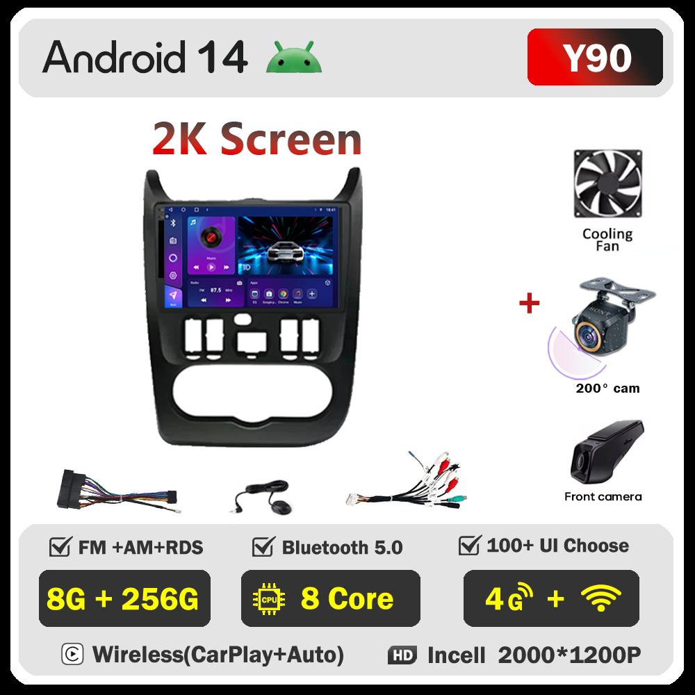 Для Renault Logan 1 Sandero 2009-2015 Largus Dacia Duster Автомобильный мультимедийный видеоплеер с сенсорным экраном Android 14 Авторадио 5G Wifi