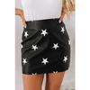 Sexy Genuine Leather Star Black Fit Unique Slim Skirt Designer Lambskin Women
