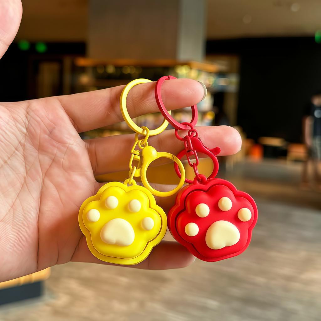 Cartoon Cute Cat Paw Decompression Button Keychain Doll Couple Bag Pendant Exquisite Small Gift