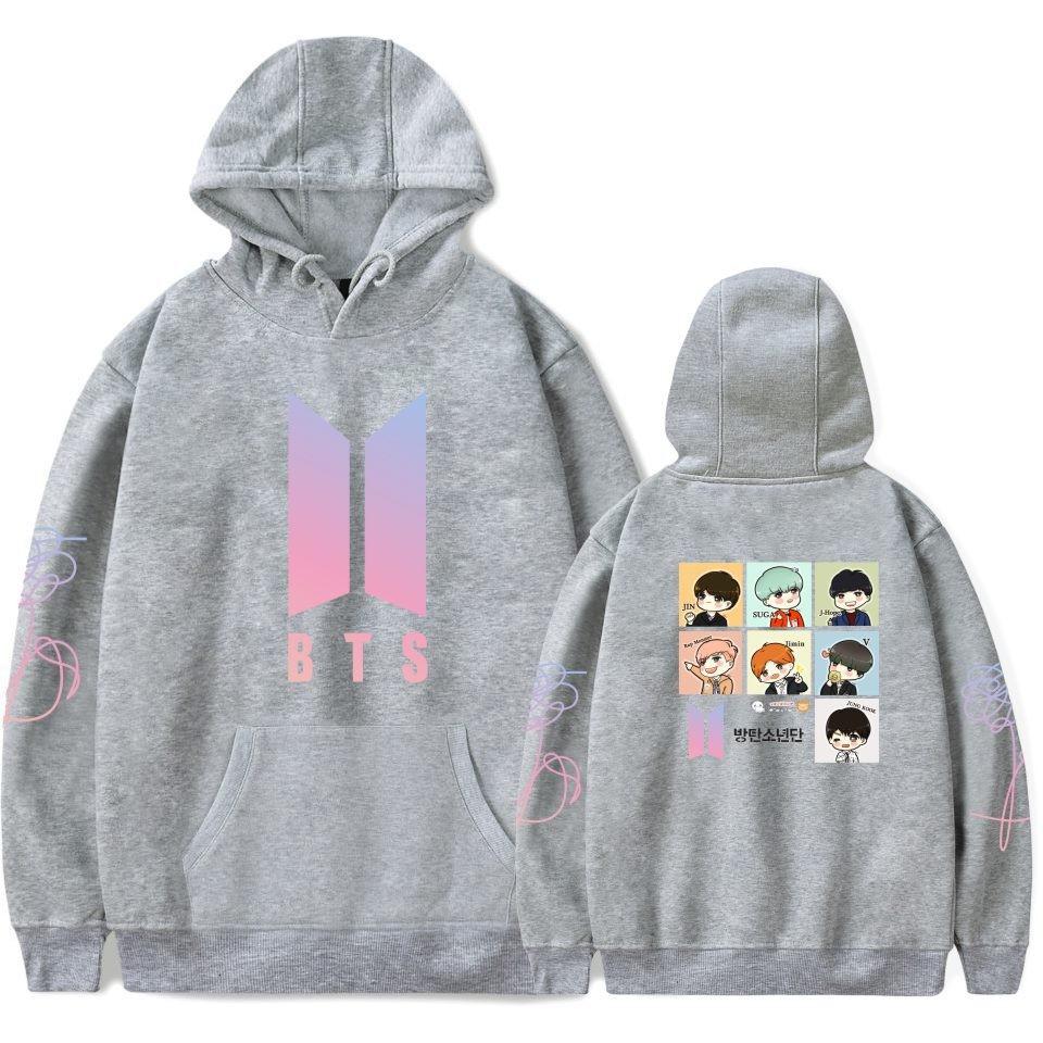 Bts Hoodie With Embroidered Graphic Cotton Fleece For Youth Casual Wear