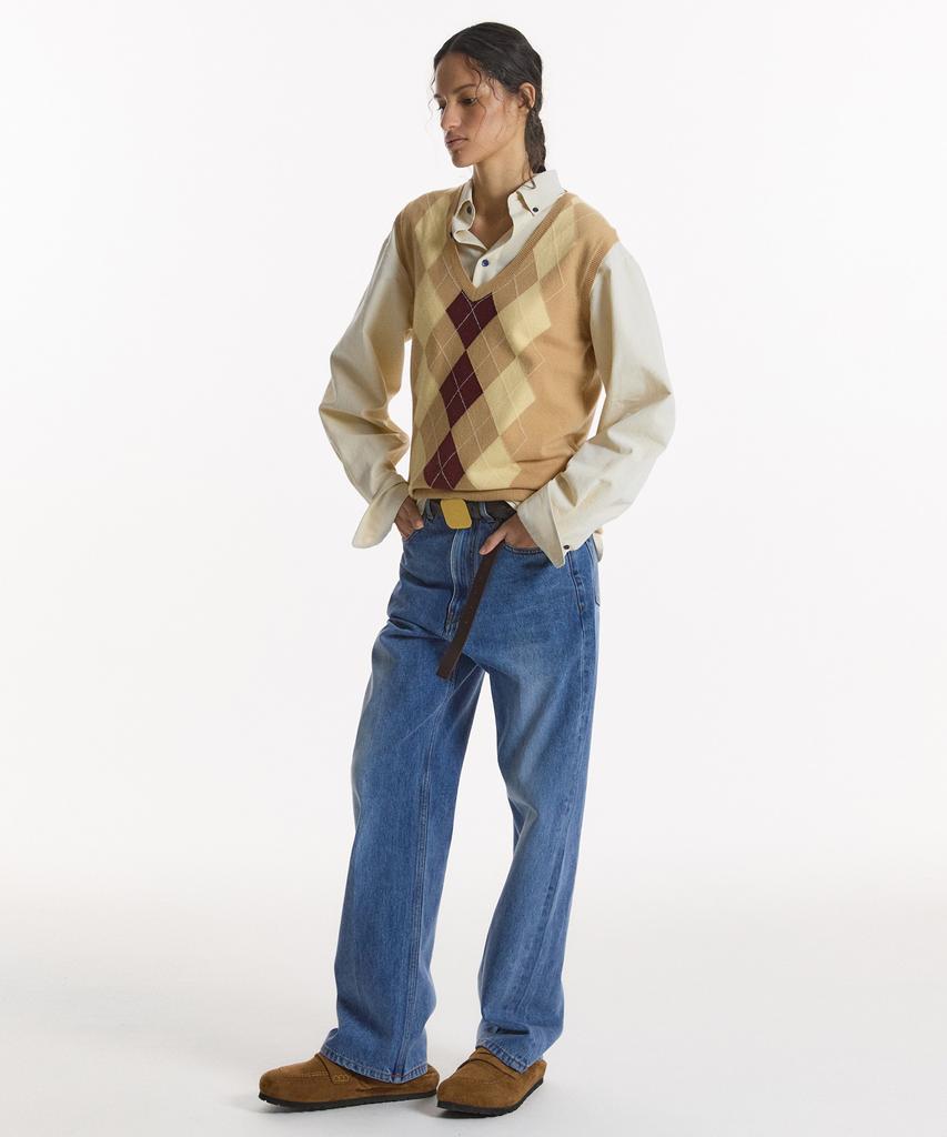 NOHANT Cashmere Blended Argyle Vest Beige