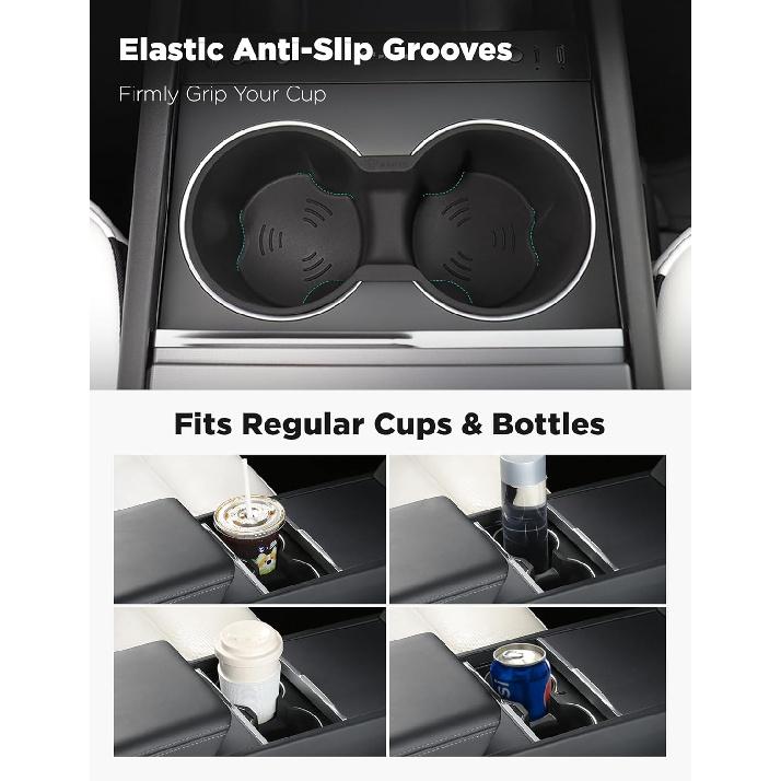 TPARTS Silicone Center Console Cup Holder Ert For New Tesla Model Y Juniper 2025+/Model 3 Highland 2024+ Anti-Slip Dust & Water Proof Noise Free