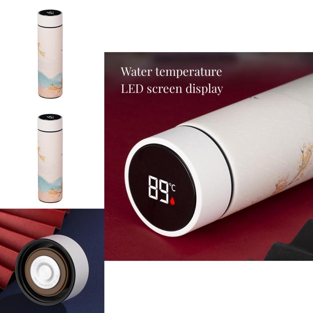 Креативный светодиодный дисплей температуры, вакуумная фляга из нержавеющей стали, 500 мл